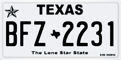 TX license plate BFZ2231