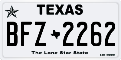 TX license plate BFZ2262