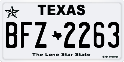 TX license plate BFZ2263