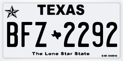 TX license plate BFZ2292