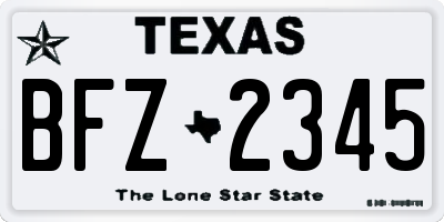TX license plate BFZ2345