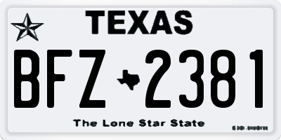 TX license plate BFZ2381