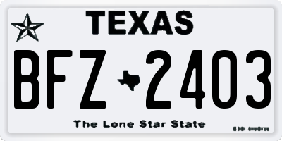 TX license plate BFZ2403