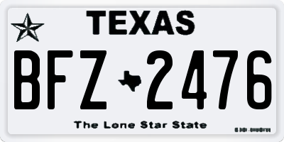 TX license plate BFZ2476