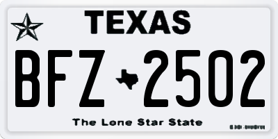 TX license plate BFZ2502