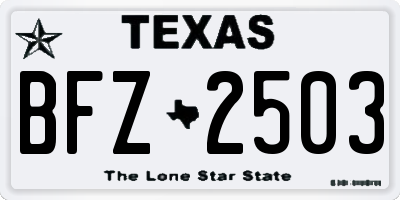 TX license plate BFZ2503
