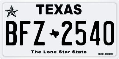 TX license plate BFZ2540