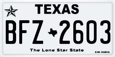 TX license plate BFZ2603