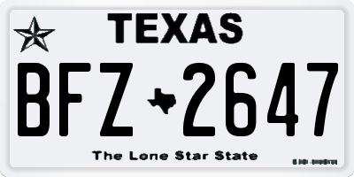TX license plate BFZ2647