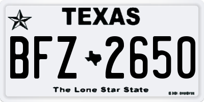 TX license plate BFZ2650