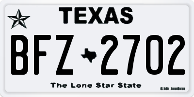 TX license plate BFZ2702