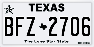 TX license plate BFZ2706