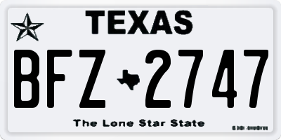 TX license plate BFZ2747