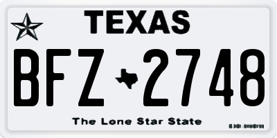 TX license plate BFZ2748
