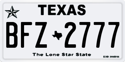 TX license plate BFZ2777