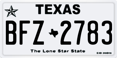 TX license plate BFZ2783