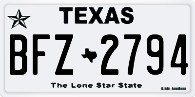 TX license plate BFZ2794