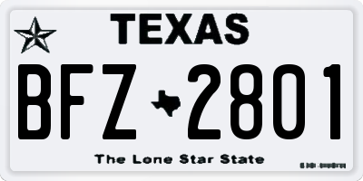 TX license plate BFZ2801