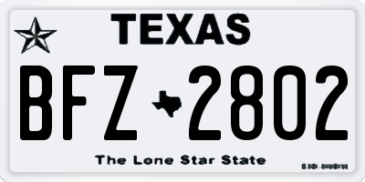 TX license plate BFZ2802