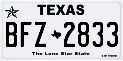 TX license plate BFZ2833