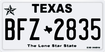 TX license plate BFZ2835