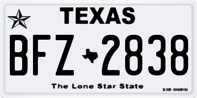 TX license plate BFZ2838