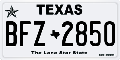 TX license plate BFZ2850