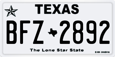 TX license plate BFZ2892
