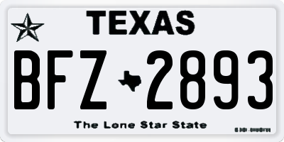TX license plate BFZ2893