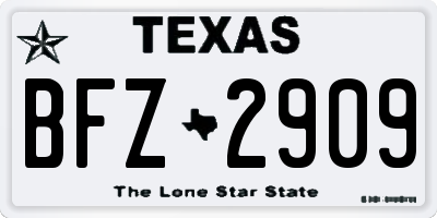 TX license plate BFZ2909