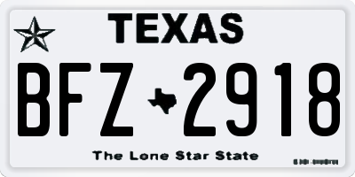 TX license plate BFZ2918