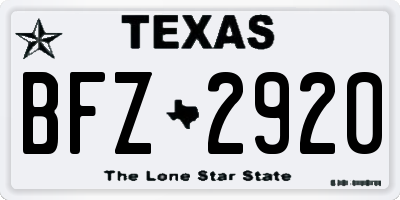 TX license plate BFZ2920