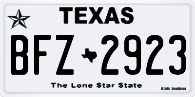 TX license plate BFZ2923