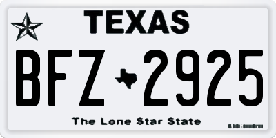 TX license plate BFZ2925