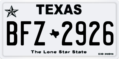 TX license plate BFZ2926