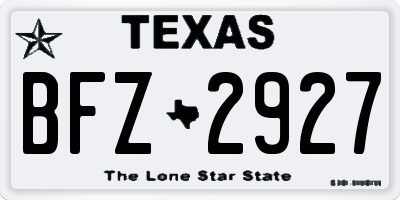 TX license plate BFZ2927