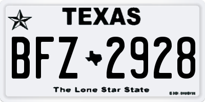 TX license plate BFZ2928