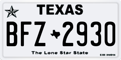 TX license plate BFZ2930