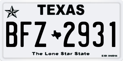 TX license plate BFZ2931