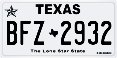 TX license plate BFZ2932