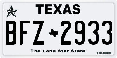 TX license plate BFZ2933