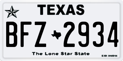 TX license plate BFZ2934