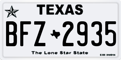 TX license plate BFZ2935