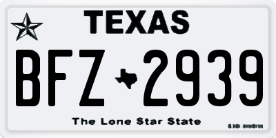 TX license plate BFZ2939