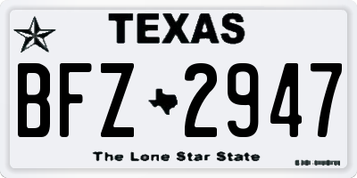 TX license plate BFZ2947