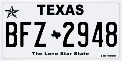 TX license plate BFZ2948