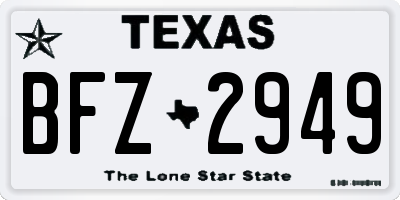 TX license plate BFZ2949