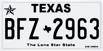 TX license plate BFZ2963