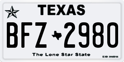 TX license plate BFZ2980