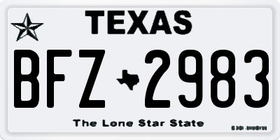TX license plate BFZ2983
